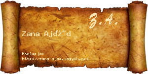 Zana Ajád névjegykártya
